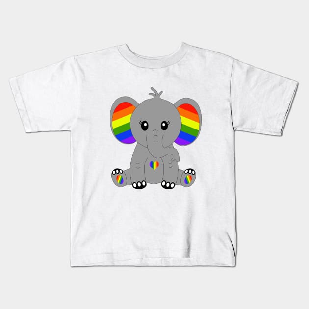 Cute elephant with rainbow colors Kids T-Shirt by MarionsArt